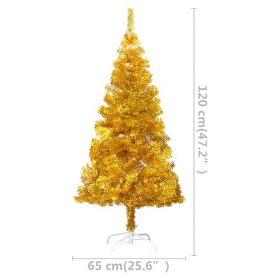 vidaXL Árbol de Navidad preiluminado con luces y bolas dorado 120 cm