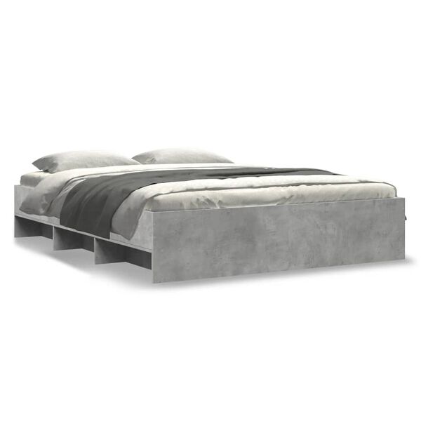 vidaXL Estructura de cama madera de ingenier&iacute;a gris hormig&oacute;n 150x200cm