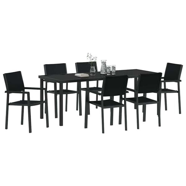 vidaXL Conjunto de Comedor de Jard&iacute;n 7 pcs Negro