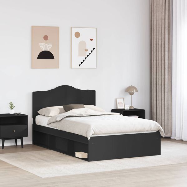 vidaXL Estructura de cama Negro 135 x 190 cm Madera de pino macizo