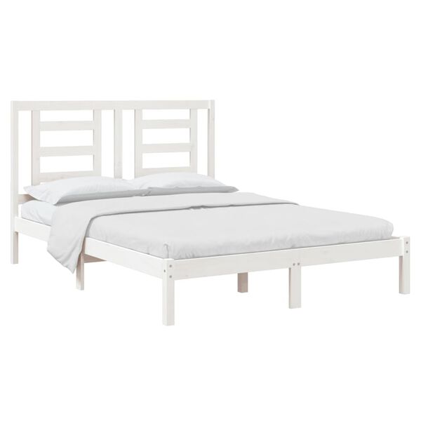 vidaXL Estructura de cama sin colch&oacute;n madera de pino blanca 140x190 cm