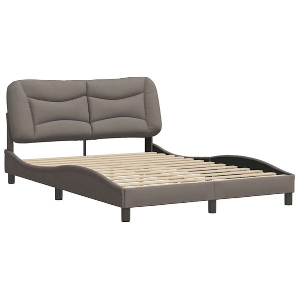 vidaXL Estructura de cama sin colch&oacute;n Hvar tela gris taupe 140x190 cm