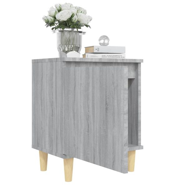 vidaXL Mesita de noche patas de madera maciza gris Sonoma 40x30x50 cm