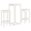 vidaXL Set de bar 3 piezas madera maciza de pino blanco