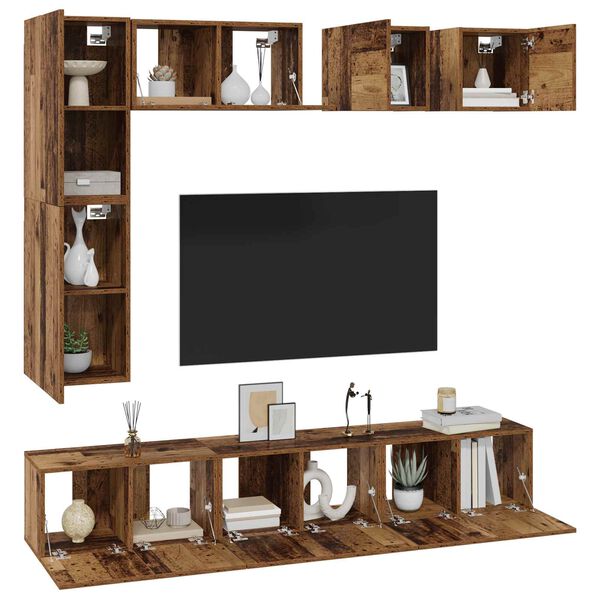 vidaXL Conjunto de mueble de TV 8 pcs Madera envejecida