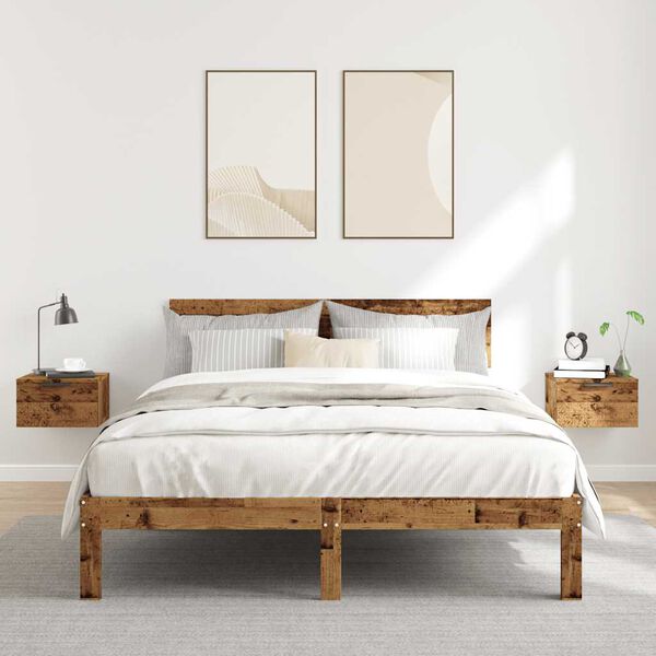 vidaXL Mesitas de noche de pared 2 uds madera envejecida 34x30x20 cm