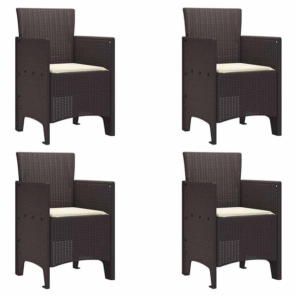 vidaXL Silla de Jard&iacute;n 4 pcs Marr&oacute;n 53 x 49 x 85 cm Polipropileno