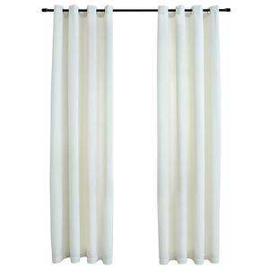 vidaXL Cortinas opacas con anillas 2 uds terciopelo crema 140x225 cm
