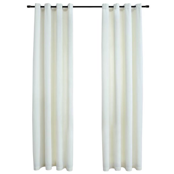 vidaXL Cortinas opacas con anillas 2 uds terciopelo crema 140x225 cm