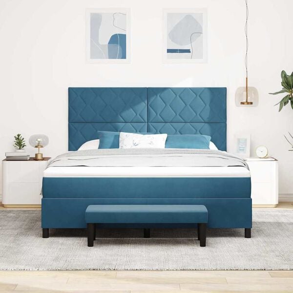 vidaXL Cama tipo Box Spring Azul oscuro 180 x 200 cm Terciopelo