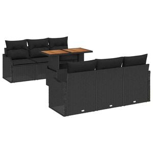 vidaXL Conjunto de sof&aacute; de jard&iacute;n 7 uds. Negro Polirat&aacute;n