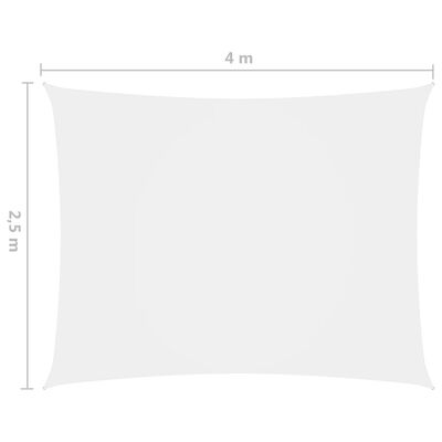 vidaXL Toldo de vela rectangular tela Oxford blanco 2,5x4 m