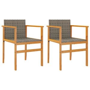 vidaXL Sillas de jard&iacute;n 2 uds madera maciza y rat&aacute;n sint&eacute;tico gris