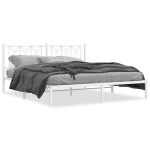 vidaXL Estructura cama sin colch&oacute;n con cabecero metal blanco 180x200cm