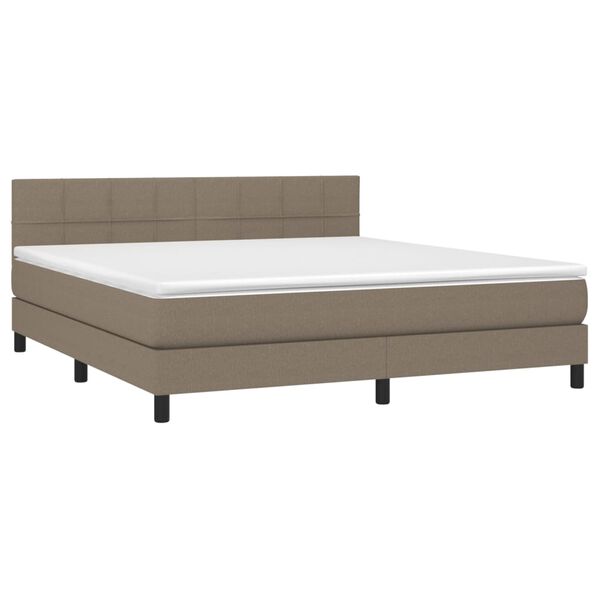 vidaXL Cama box spring con colch&oacute;n tela gris taupe 160x200 cm