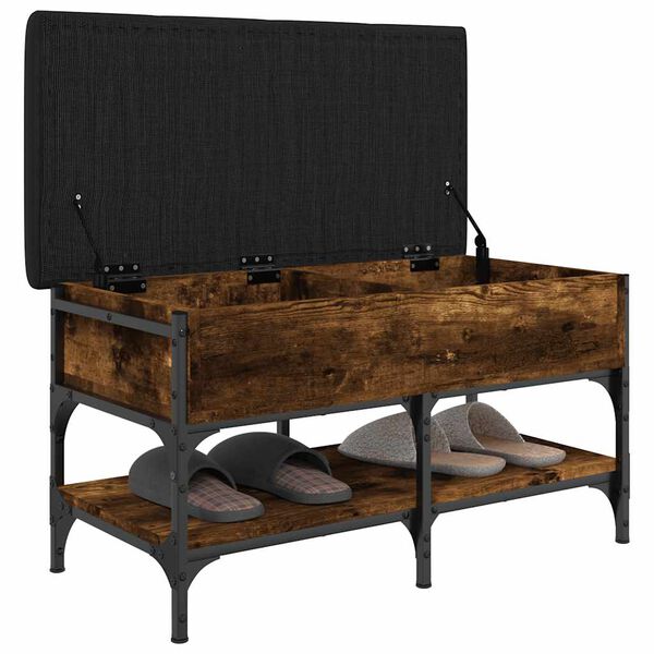 vidaXL Banco zapatero madera de ingenier&iacute;a roble ahumado 82x42x45 cm
