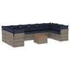 vidaXL Set de sof&aacute;s de jard&iacute;n 11 pzas y cojines rat&aacute;n sint&eacute;tico gris