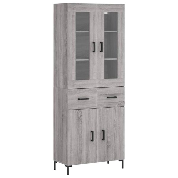 vidaXL Aparador alto madera contrachapada gris sonoma 69,5x34x180 cm