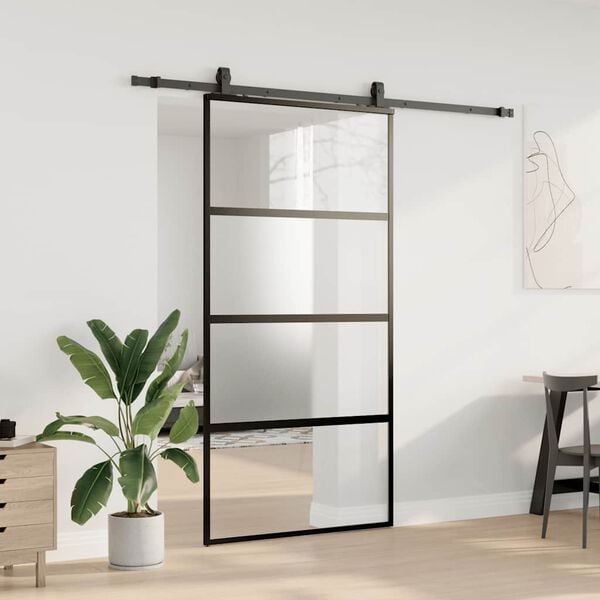 vidaXL Puerta corredera herrajes negro 102,5x205 cm vidrio templado