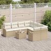 vidaXL Conjunto de sof&aacute; de jard&iacute;n Manual 9 pcs Beige rat&aacute;n sint&eacute;tico