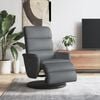 vidaXL Sill&oacute;n reclinable con reposapi&eacute;s cuero sint&eacute;tico gris