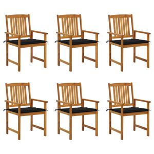 vidaXL Sillas de jard&iacute;n y cojines 6 unidades madera maciza de acacia