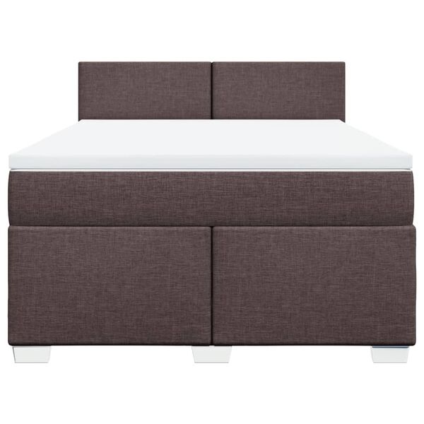 vidaXL Cama box spring con colch&oacute;n tela marr&oacute;n oscuro 140x200 cm