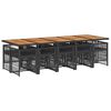 vidaXL Set de comedor jard&iacute;n 11 pzas con cojines rat&aacute;n sint&eacute;tico negro