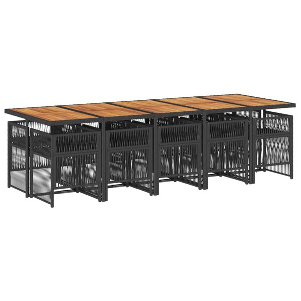 vidaXL Set de comedor jard&iacute;n 11 pzas con cojines rat&aacute;n sint&eacute;tico negro