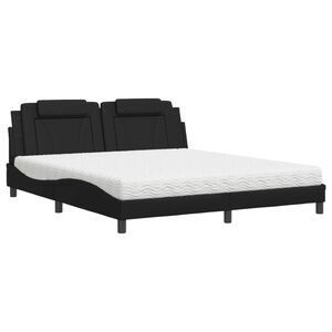 vidaXL Cama Viana con colch&oacute;n cuero sint&eacute;tico negro 180x200 cm