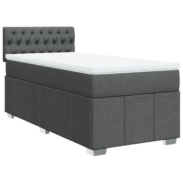 vidaXL Cama box spring con colch&oacute;n tela gris oscuro 80x200 cm