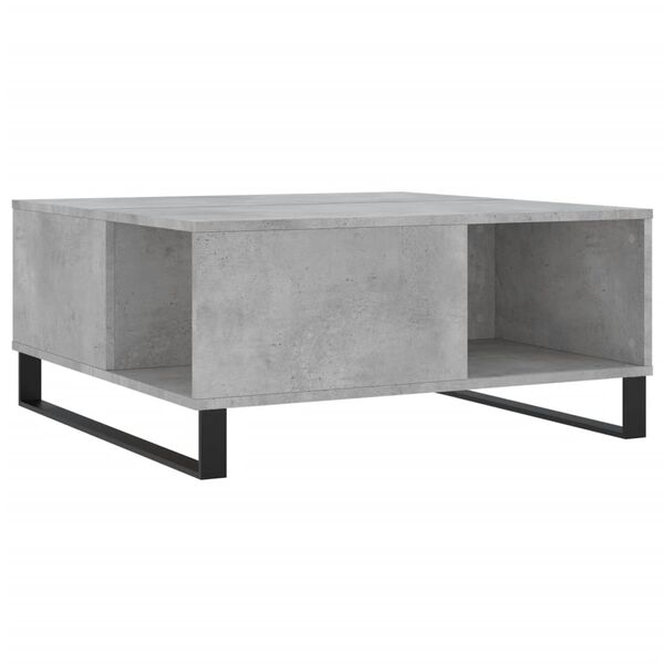 vidaXL Mesa de centro madera contrachapada gris hormigón 80x80x36,5 cm