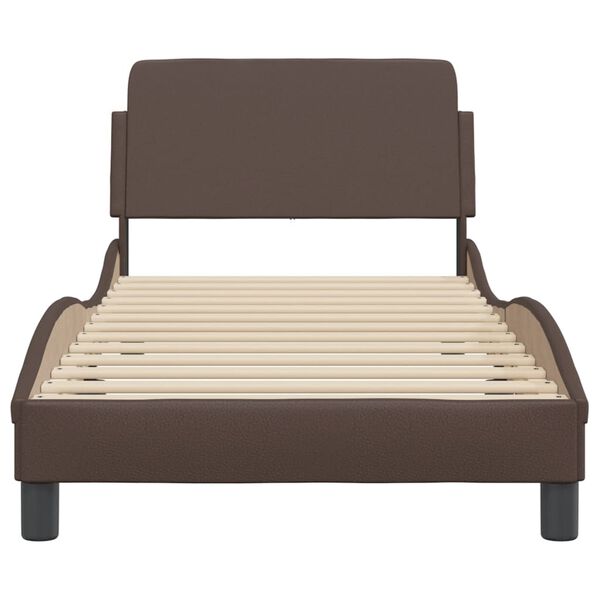vidaXL Estructura de cama Dover cuero sint&eacute;tico marr&oacute;n 90x200 cm