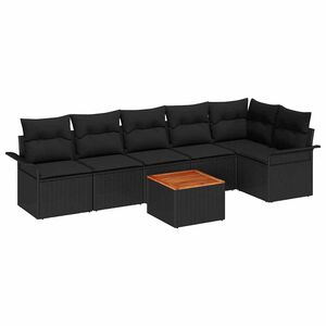 vidaXL Conjunto de sof&aacute;s de jard&iacute;n 7 pcs Negro rat&aacute;n sint&eacute;tico