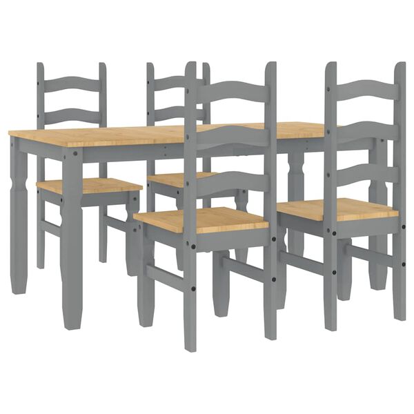 vidaXL Juego de comedor Panama 5 pzas madera maciza de pino gris
