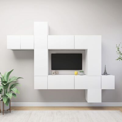 vidaXL Set de muebles de salón TV 10 pzas madera de ingeniería blanco