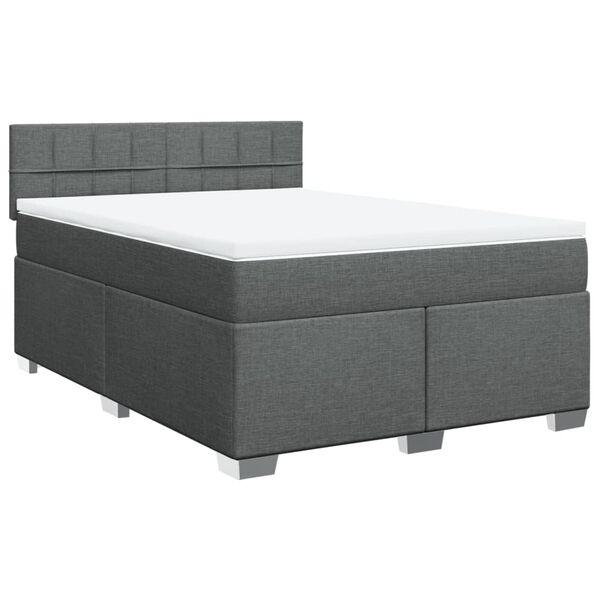 vidaXL Cama box spring con colch&oacute;n tela gris oscuro 160x200 cm
