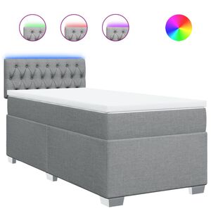 vidaXL Cama box spring con colch&oacute;n tela gris claro 80x200 cm