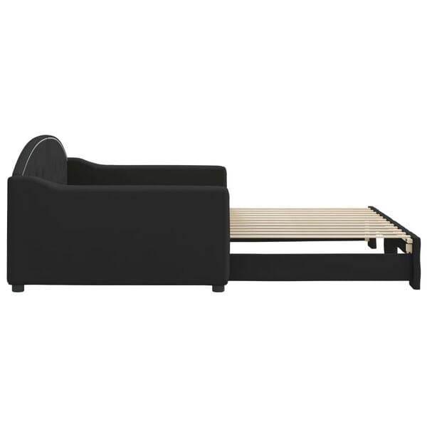 vidaXL Sof&aacute; cama nido tela negro 100x200 cm