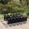 vidaXL Set comedor de jard&iacute;n 13 pzas con cojines rat&aacute;n sint&eacute;tico negro