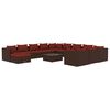 vidaXL Set muebles de jard&iacute;n 13 pzas y cojines rat&aacute;n sint&eacute;tico marr&oacute;n