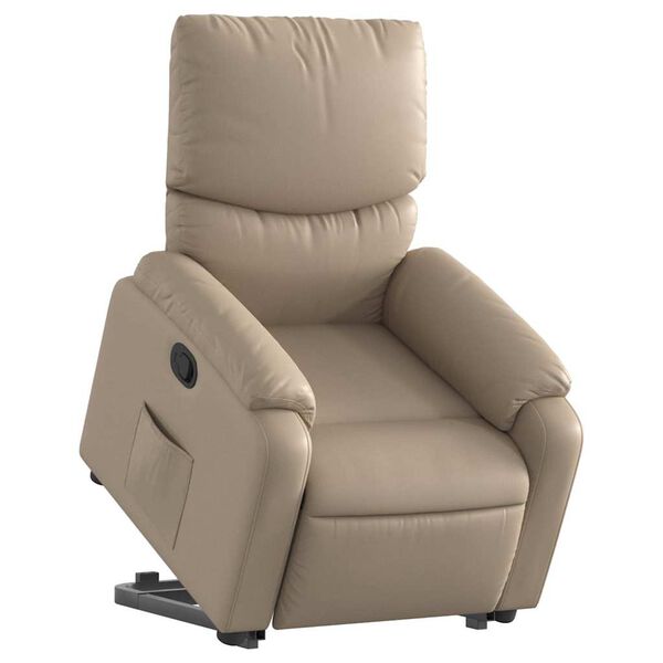 vidaXL Sill&oacute;n reclinable elevable cuero artificial color capuchino