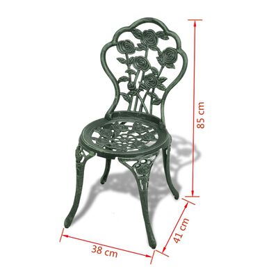 vidaXL Mesa y sillas bistró de jardín 3 piezas aluminio fundido verde