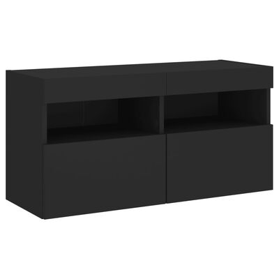 vidaXL Mueble de pared de TV con luces LED 7 piezas negro