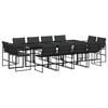 vidaXL Juego de comedor de jard&iacute;n 13 pzas con cojines textileno negro