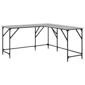 vidaXL Escritorio madera de ingenier&iacute;a gris Sonoma 149x149x75 cm