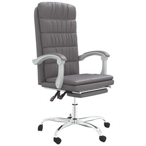 vidaXL Silla de oficina reclinable cuero sint&eacute;tico gris