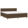 vidaXL Cama box spring con colch&oacute;n tela marr&oacute;n oscuro 180x200 cm