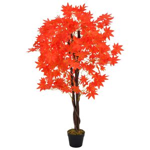 vidaXL Planta artificial &aacute;rbol de arce con macetero rojo 120 cm