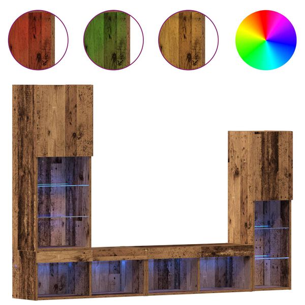 vidaXL Gabinete de TV 4 pcs Madera vieja Madera contrachapada